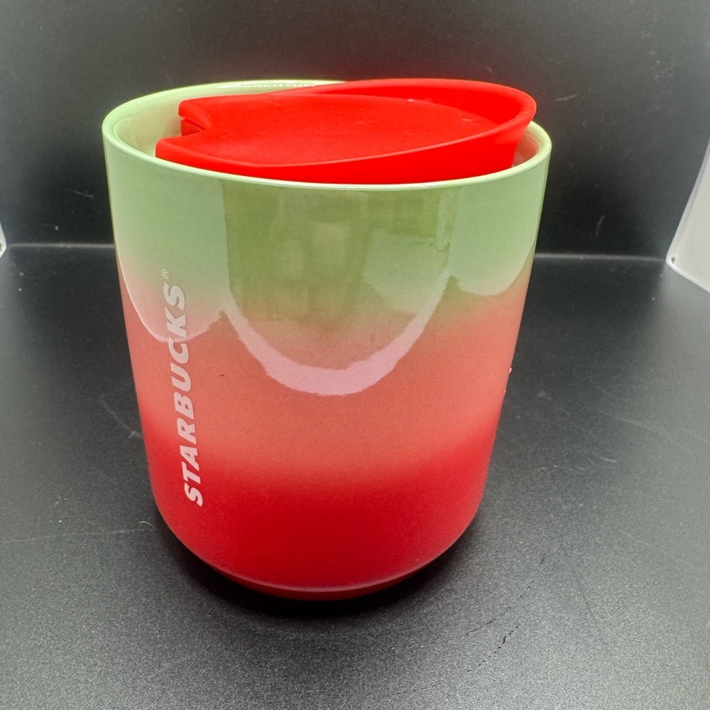 Starbucks Holiday 2020 Pearl Ombre Ceramic Tumbler or Mug with a red lid